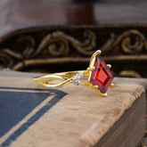 Nature Inspired Leaf Twisted Infinity Ring Kite Cut 2 Carat 6-Prong Bridal Garnet Ring